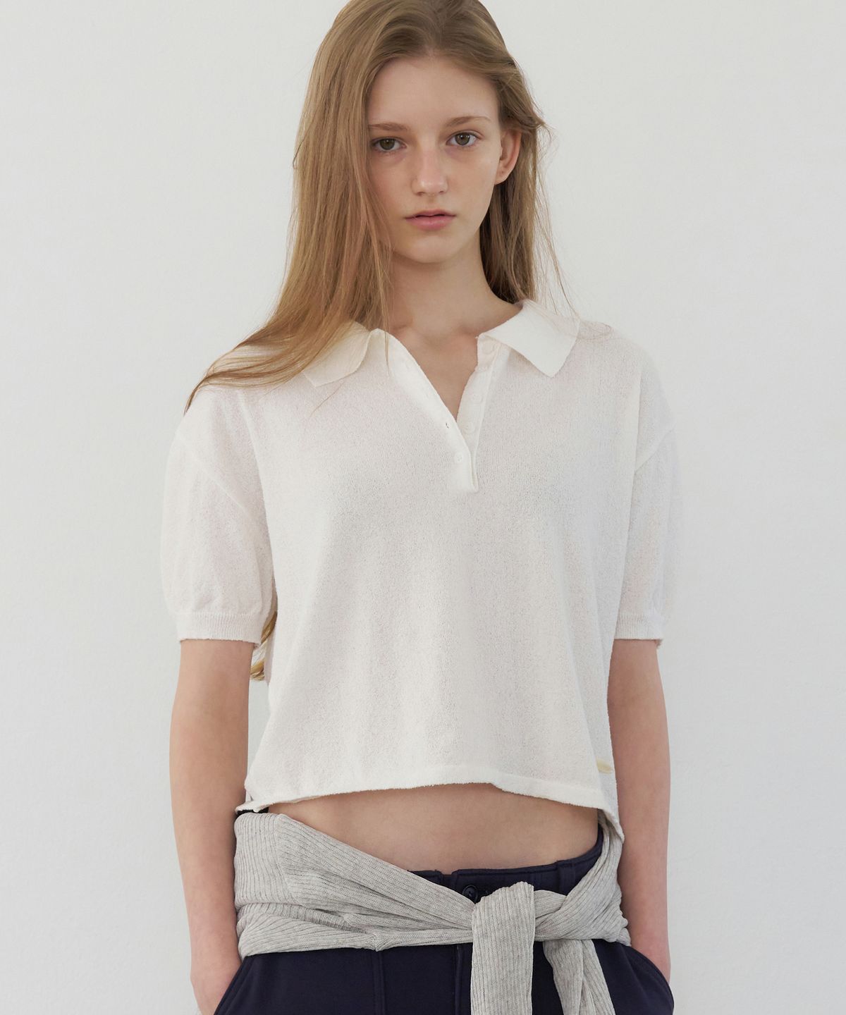 레테라(LETTERA) Short Sleeve Collar Knit