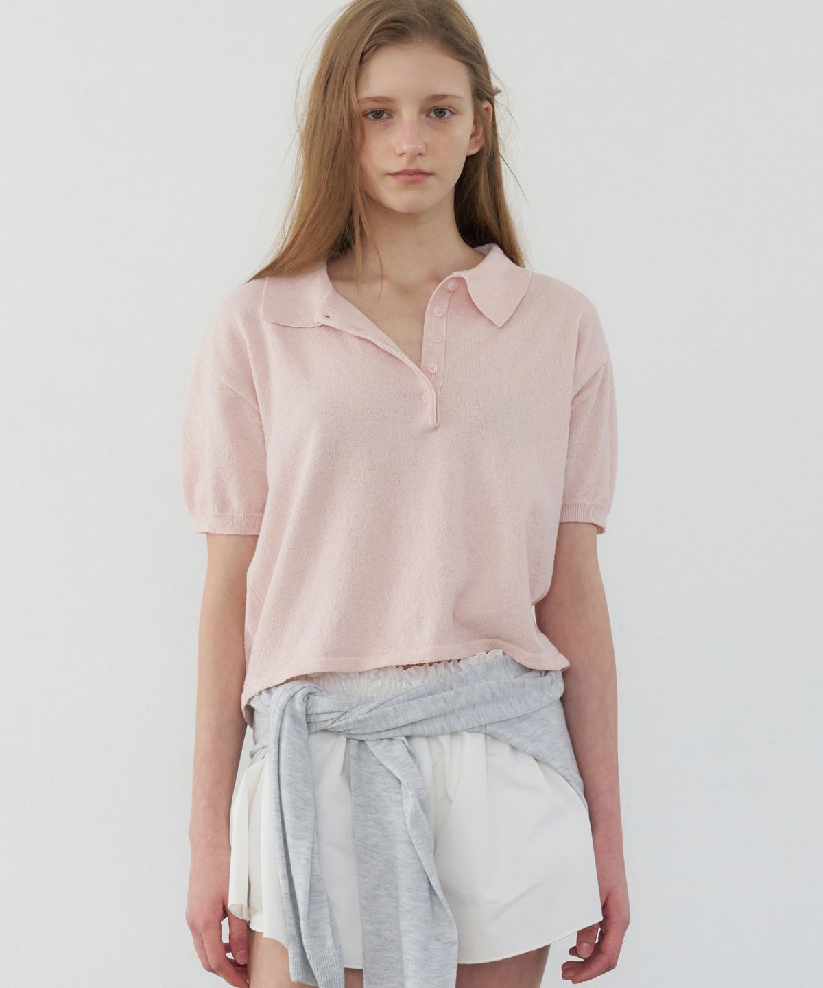 레테라(LETTERA) Short Sleeve Collar Knit