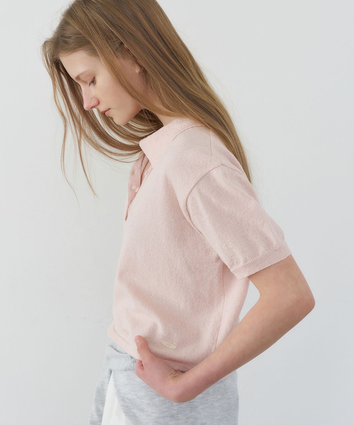 레테라(LETTERA) Short Sleeve Collar Knit