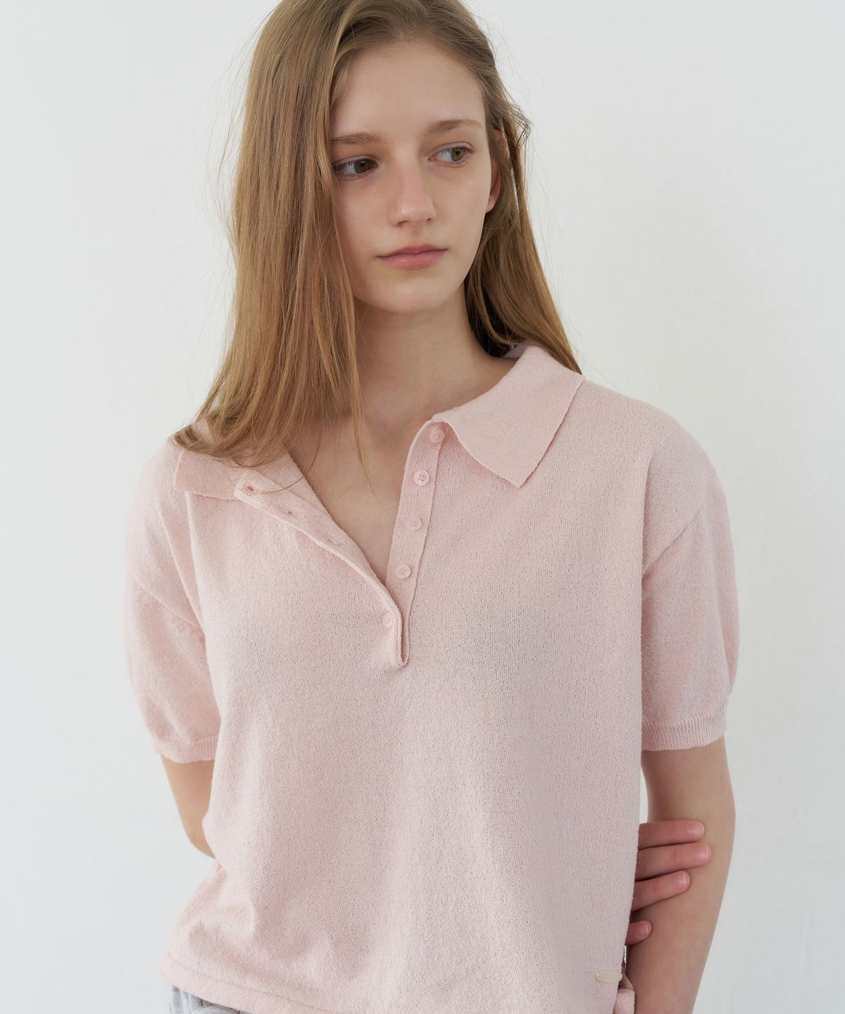 레테라(LETTERA) Short Sleeve Collar Knit