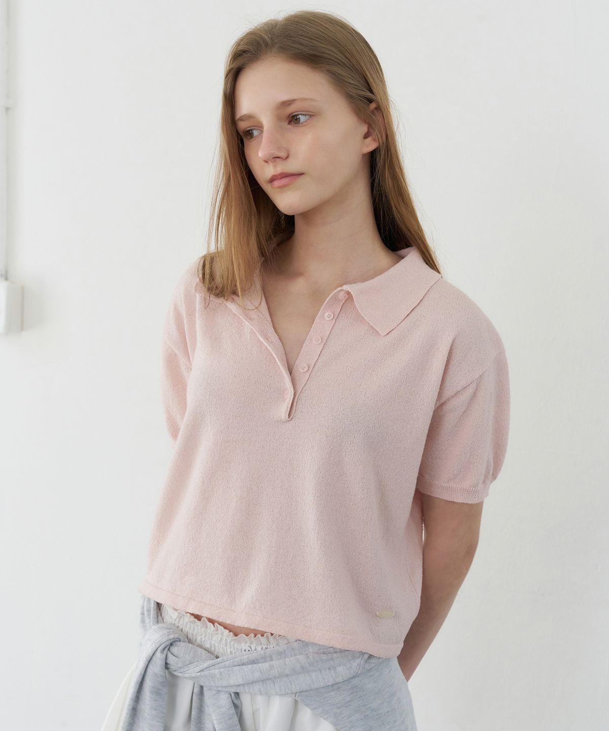 레테라(LETTERA) Short Sleeve Collar Knit