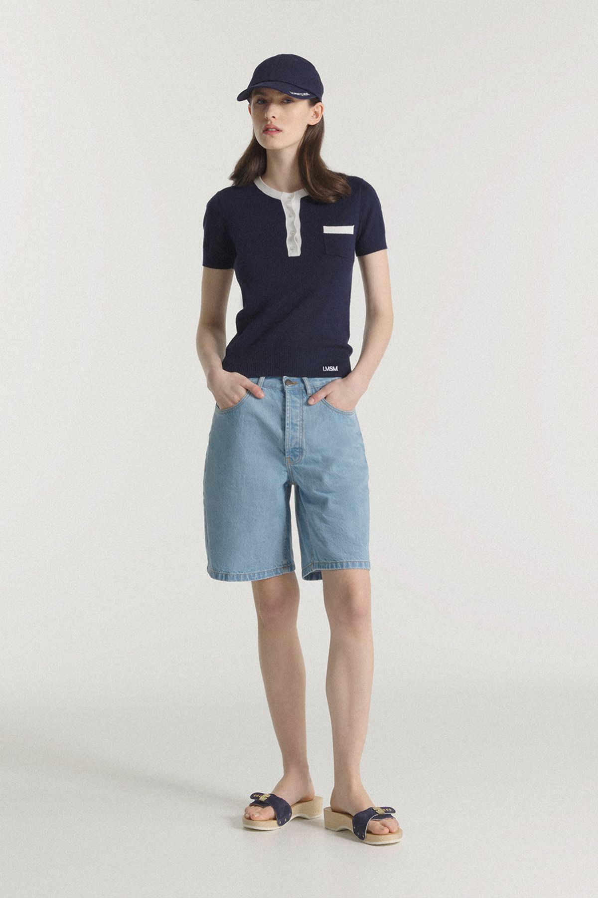 르몽생미셸(LE MONT ST MICHEL) SELESTE – SHORT-SLEEVED SWEATER_Navy