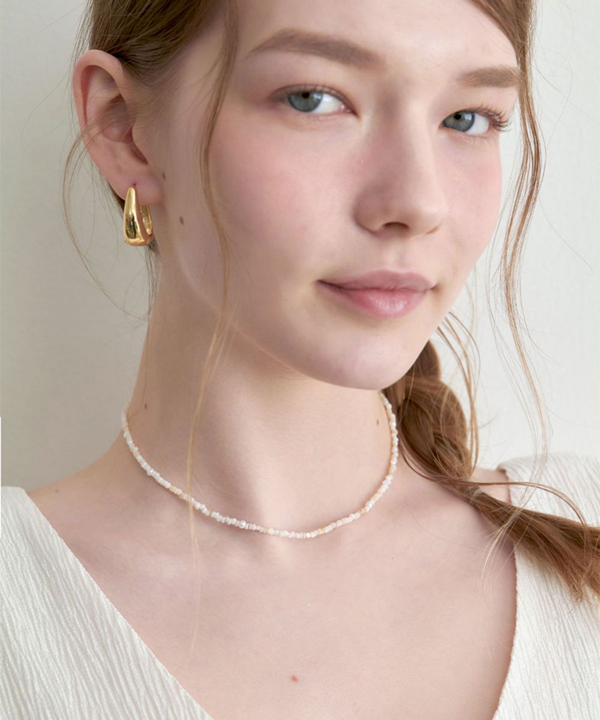 할렌(HALDEN) pebble beads necklace (N055_ivory)