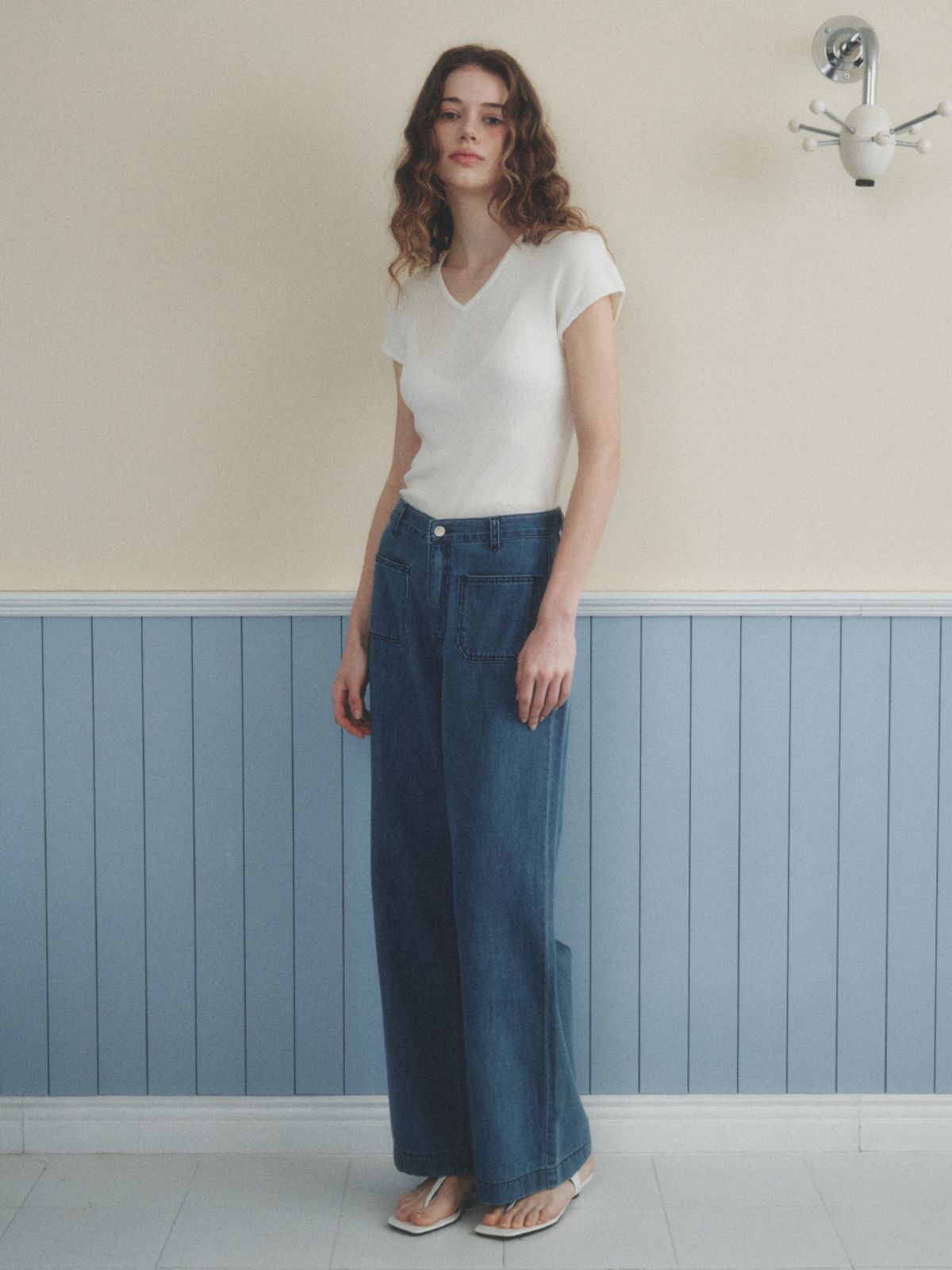 르니나(LENINA) MAJE wide retro pocket jeans_BLUE