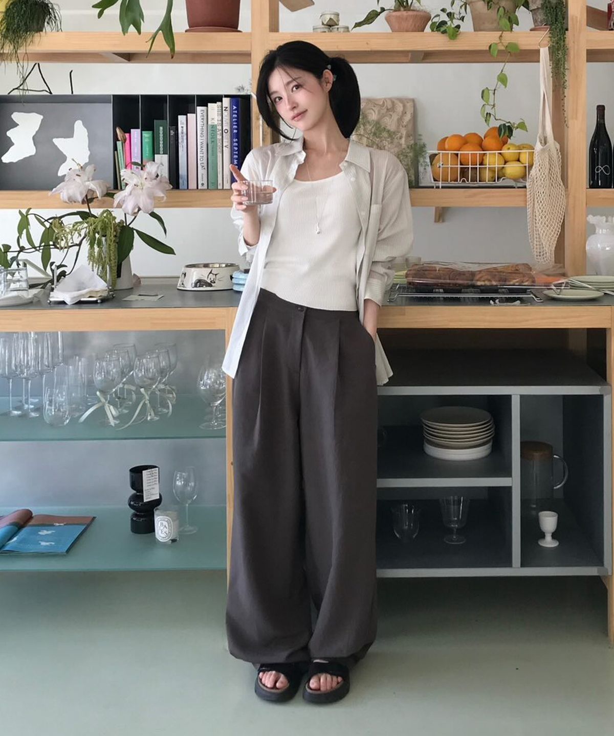 엽페(YUPPE) 벌룬 라인 팬츠_브라운
