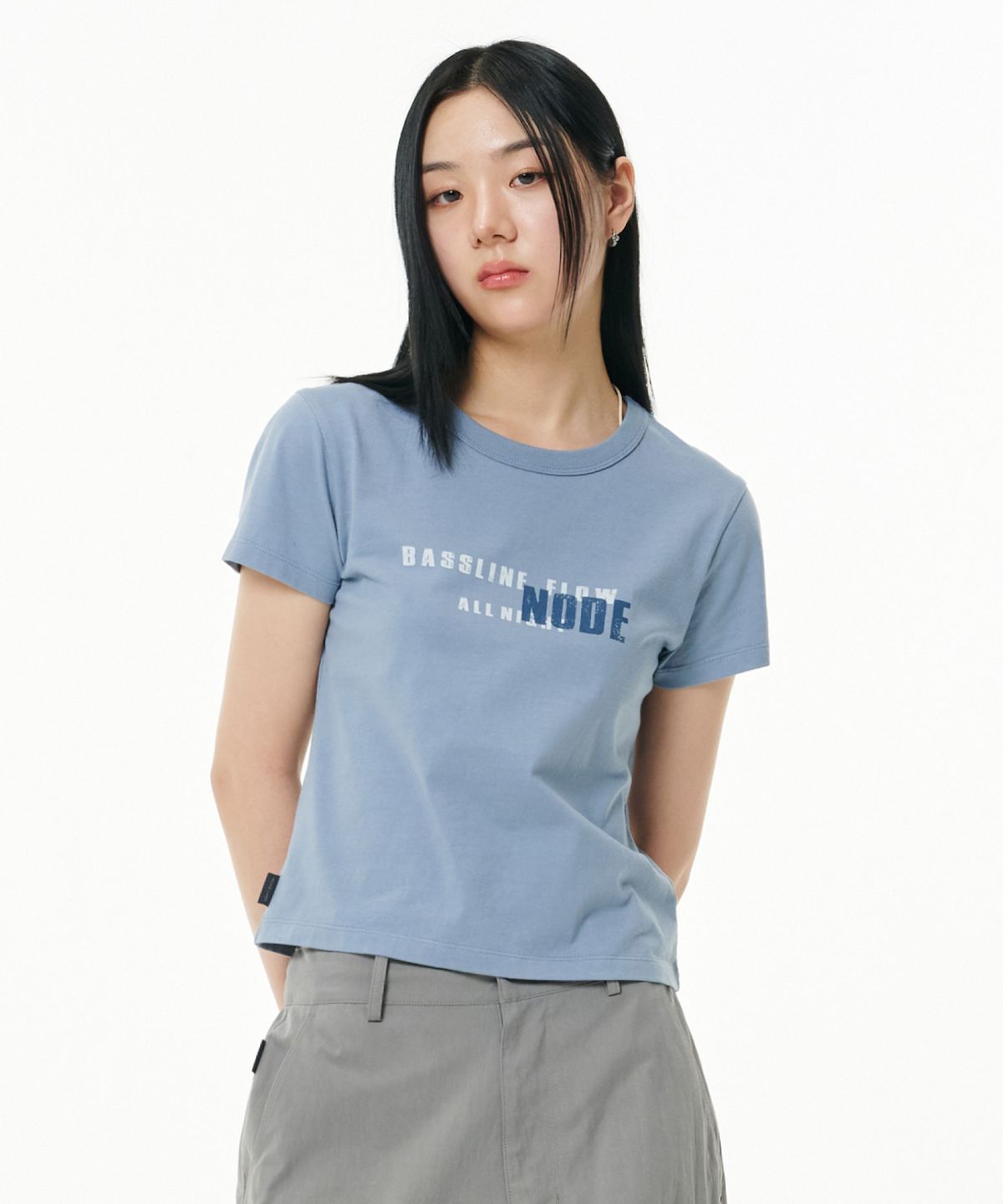 노드랩스(NODE LABS) DEV:11 우먼 빈티지 그래픽 반팔 티셔츠_빈티지/블루