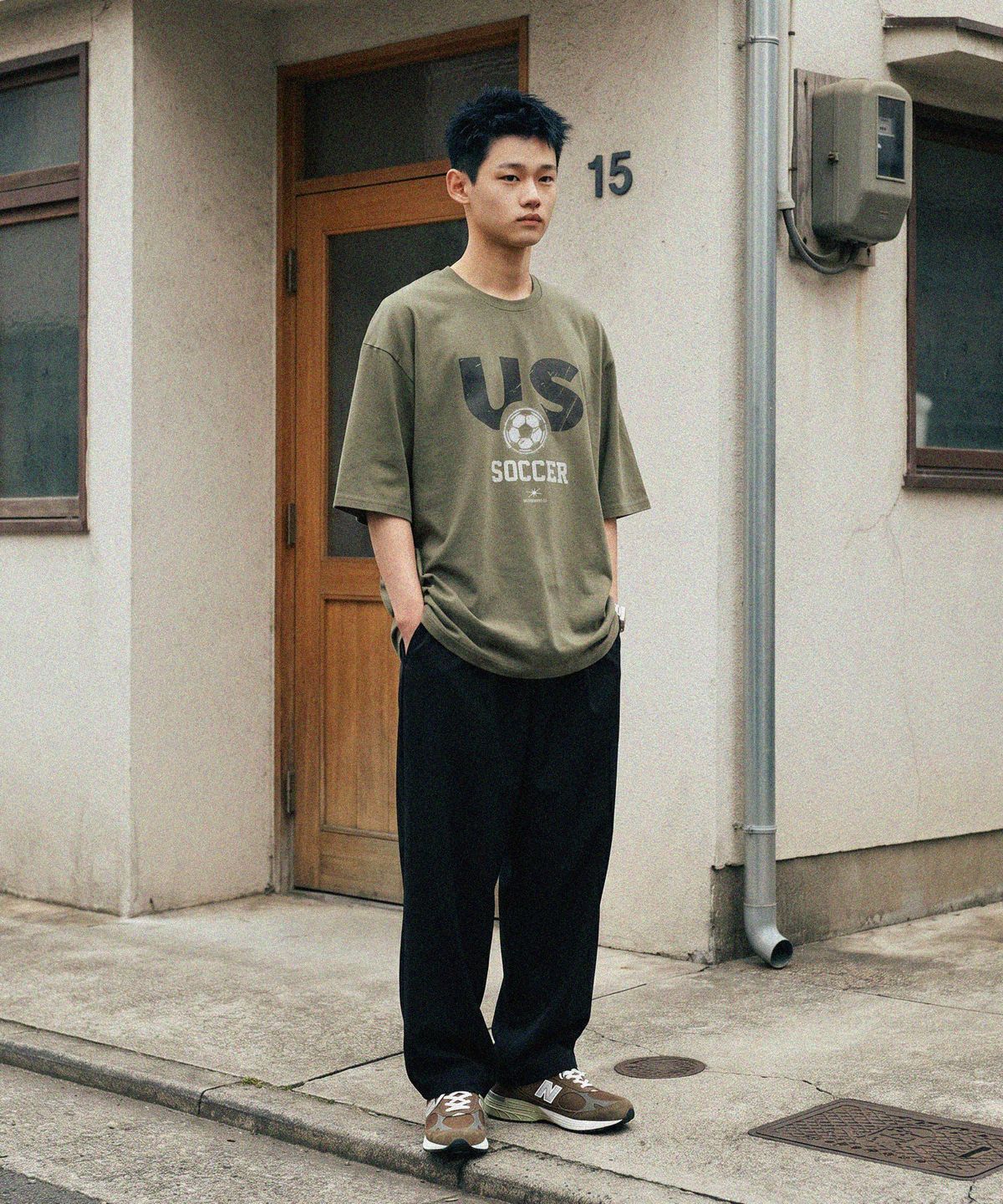 모더먼트(MODERMENT) 리얼오버핏 풋볼 반팔 티셔츠 [헤더그레이]
