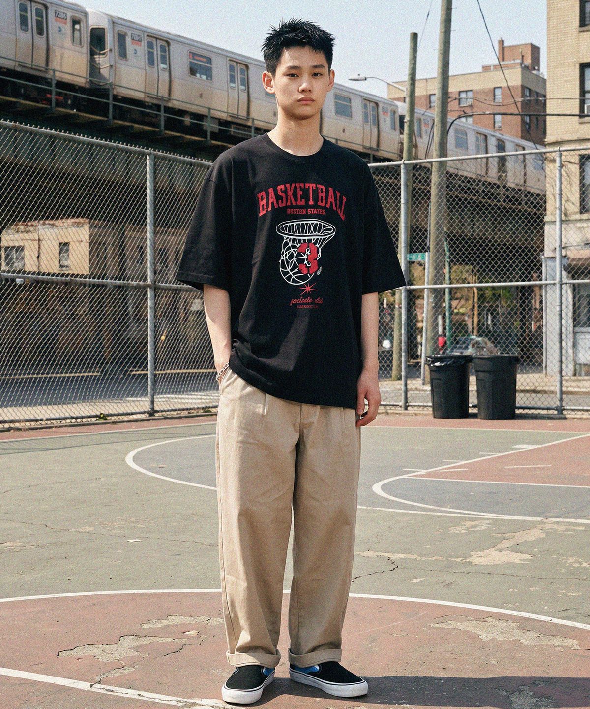 모더먼트(MODERMENT) 리얼오버핏 버저비터 반팔 티셔츠 [블랙]