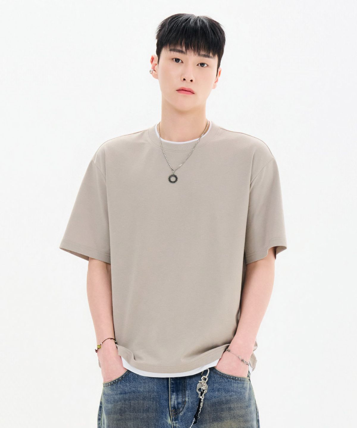 체이스컬트(CHASECULT) 남성 레이어드 반팔 티셔츠-FBRK5815D0X