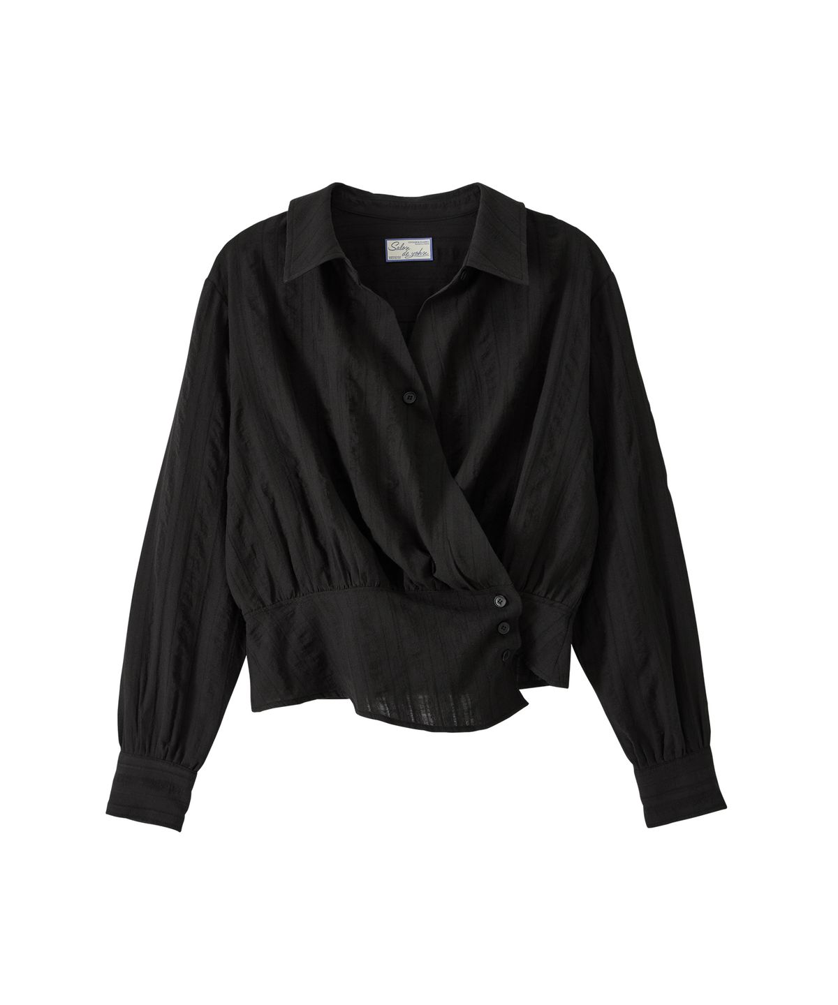 살롱 드 욘(SALON DE YOHN) Soft Cotton Wrap Blouse_ Black