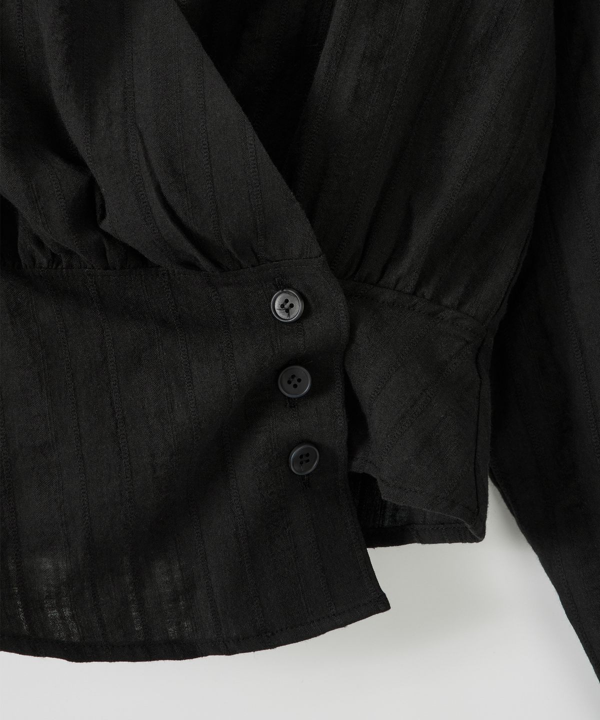 살롱 드 욘(SALON DE YOHN) Soft Cotton Wrap Blouse_ Black