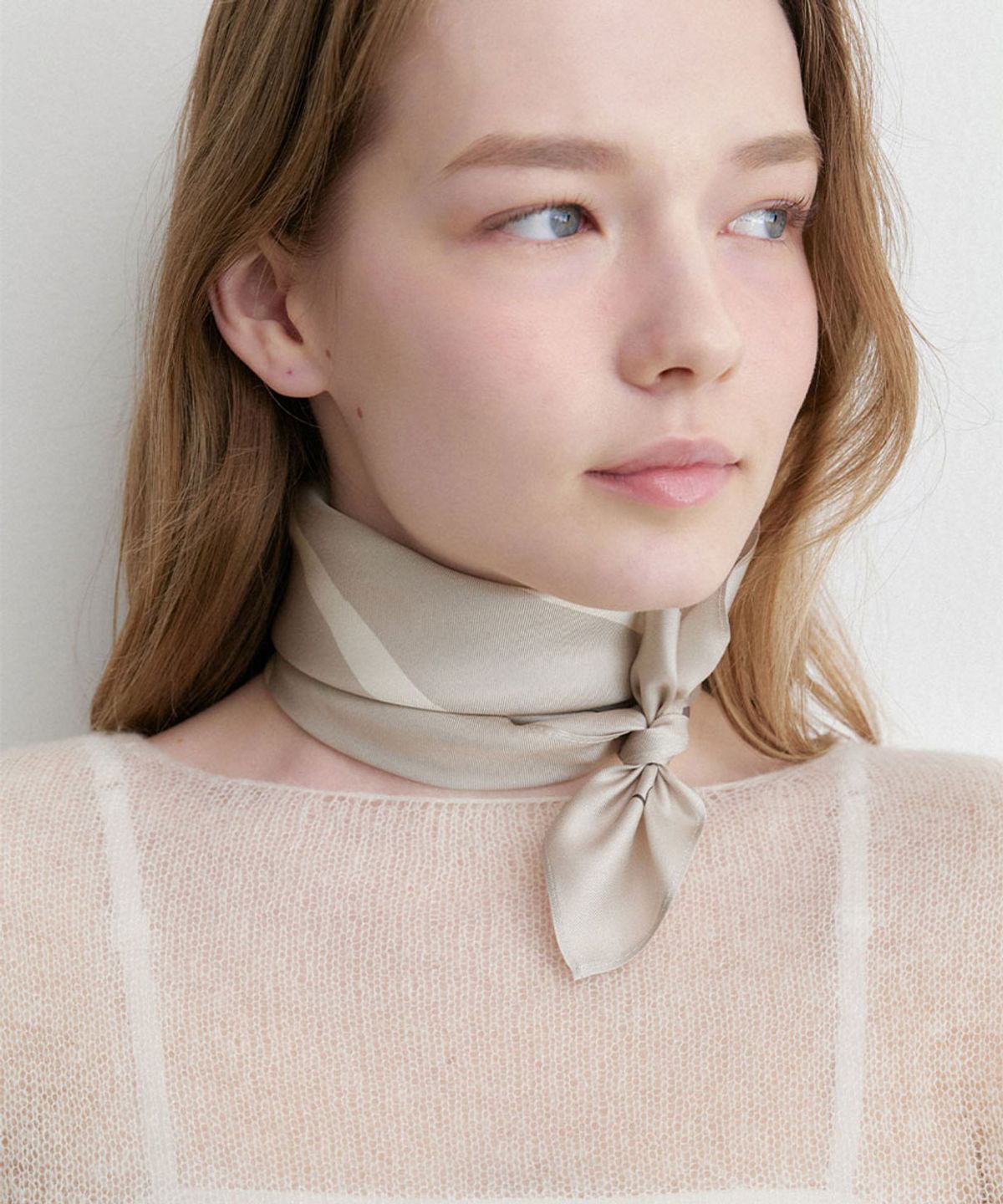 할렌(HALDEN) flow line silk scarf (SC011_ivorybrown)