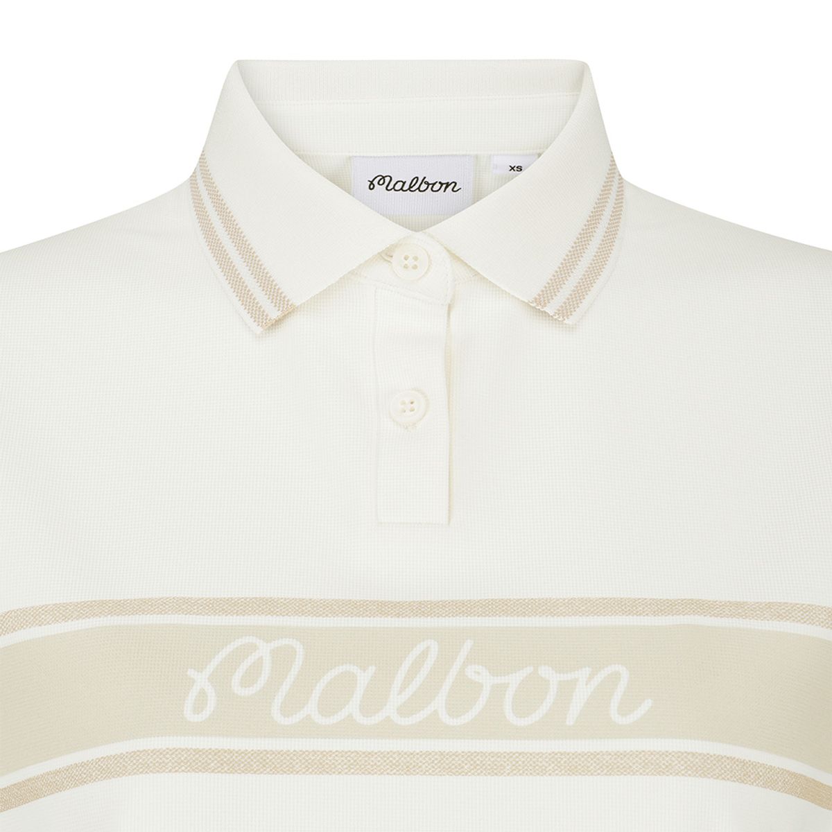 말본 골프(MALBON GOLF) 여성 컬러 블록 와플 티셔츠 CREAM (WOMAN)