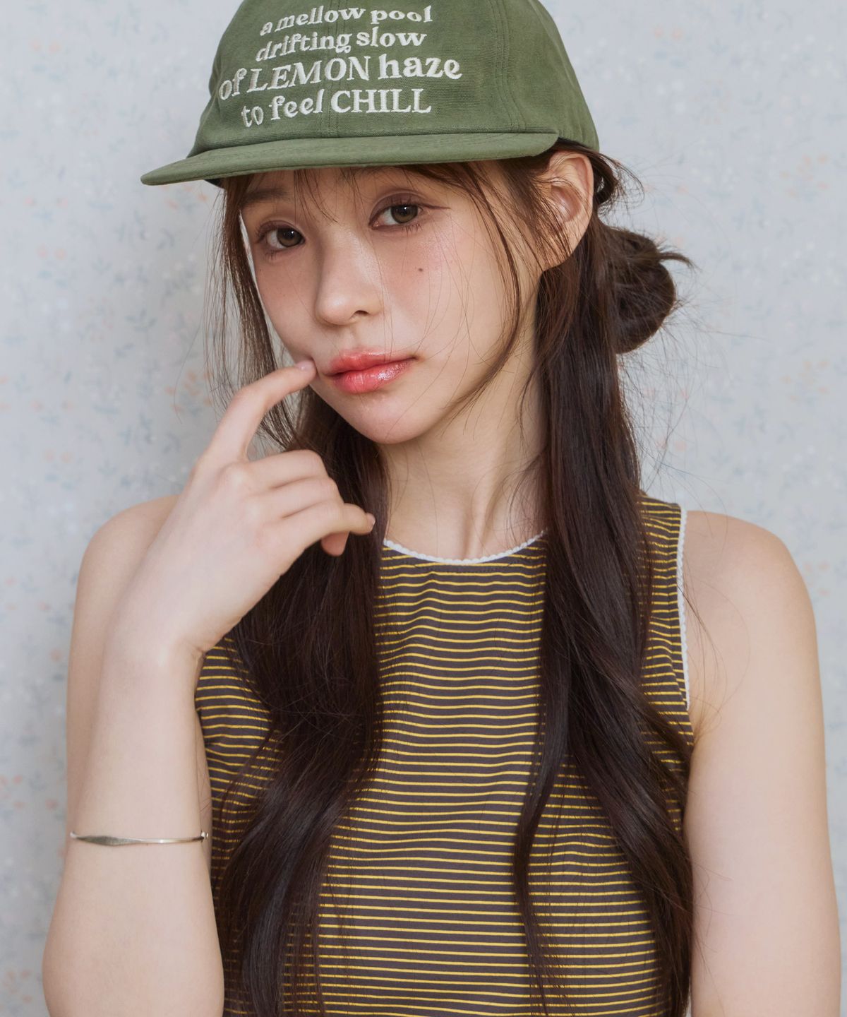 키지코(KIJIKO) ke502. Stripe Lace Sleeveless Yellow