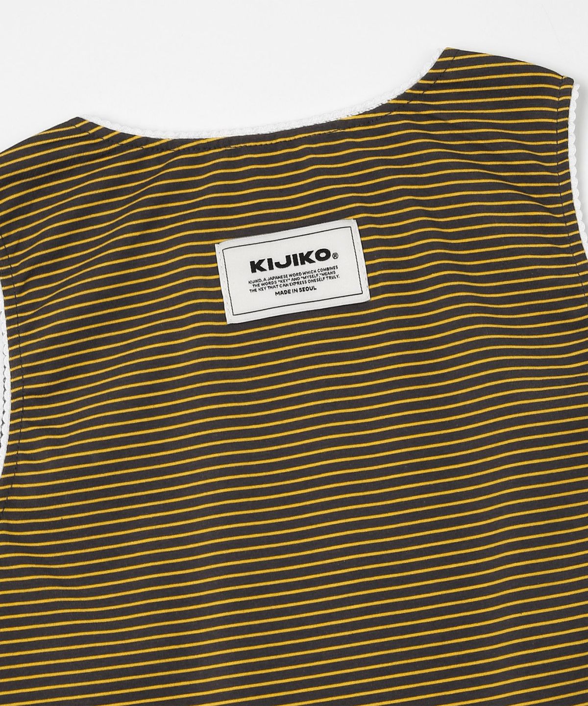 키지코(KIJIKO) ke502. Stripe Lace Sleeveless Yellow