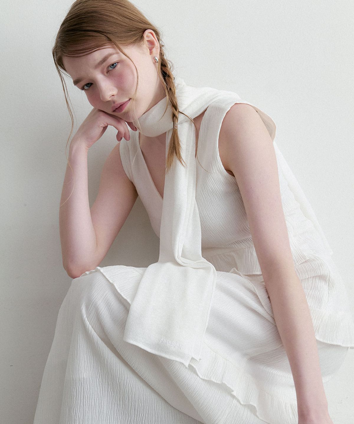 할렌(HALDEN) button shawl muffler (M054_ivory)