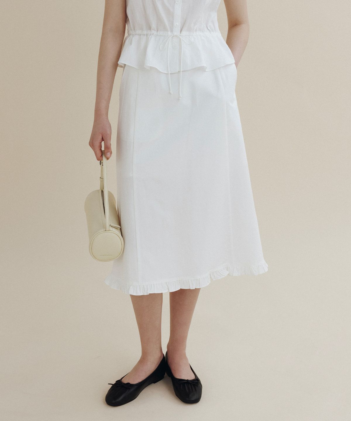 망고매니플리즈(MANGO MANY PLEASE) ELRA FRILL SKIRT_IVORY