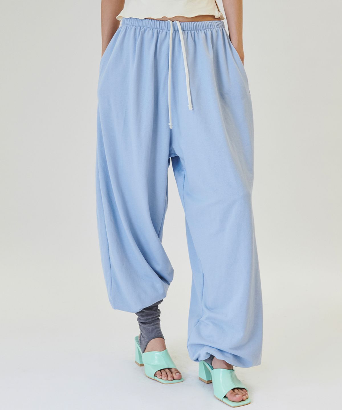 프로젝트 웨이브(PROJECT WAVE) Shirring Color Banding Pants [SORA]