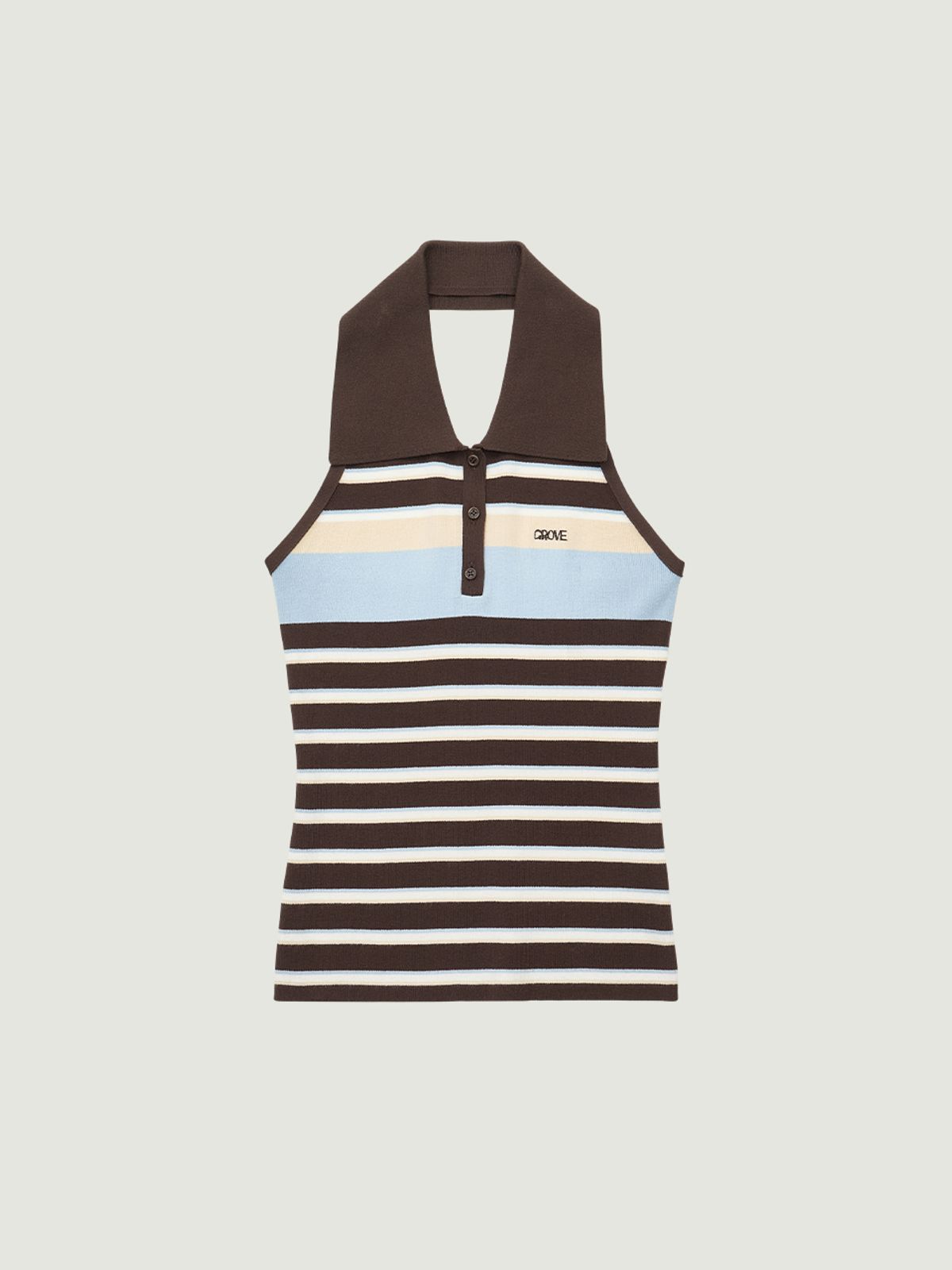 그로브(GROVE) ROMY STRIPE HALTER KNIT (BROWN)