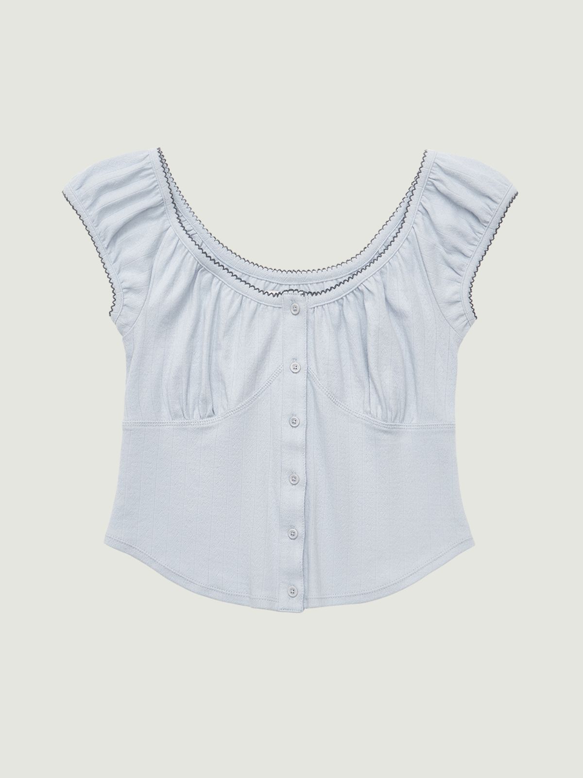 그로브(GROVE) APRIL U-NECK T-SHIRT (LIGHT BLUE)