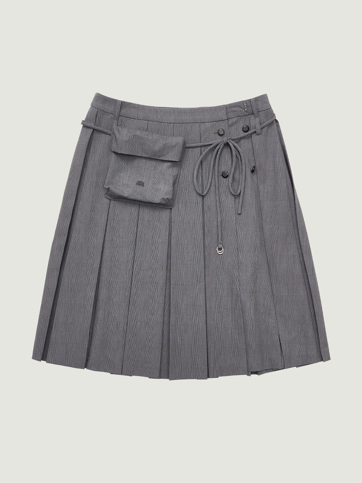그로브(GROVE) ASHA CHECK MIDI SKIRT (GRAY)