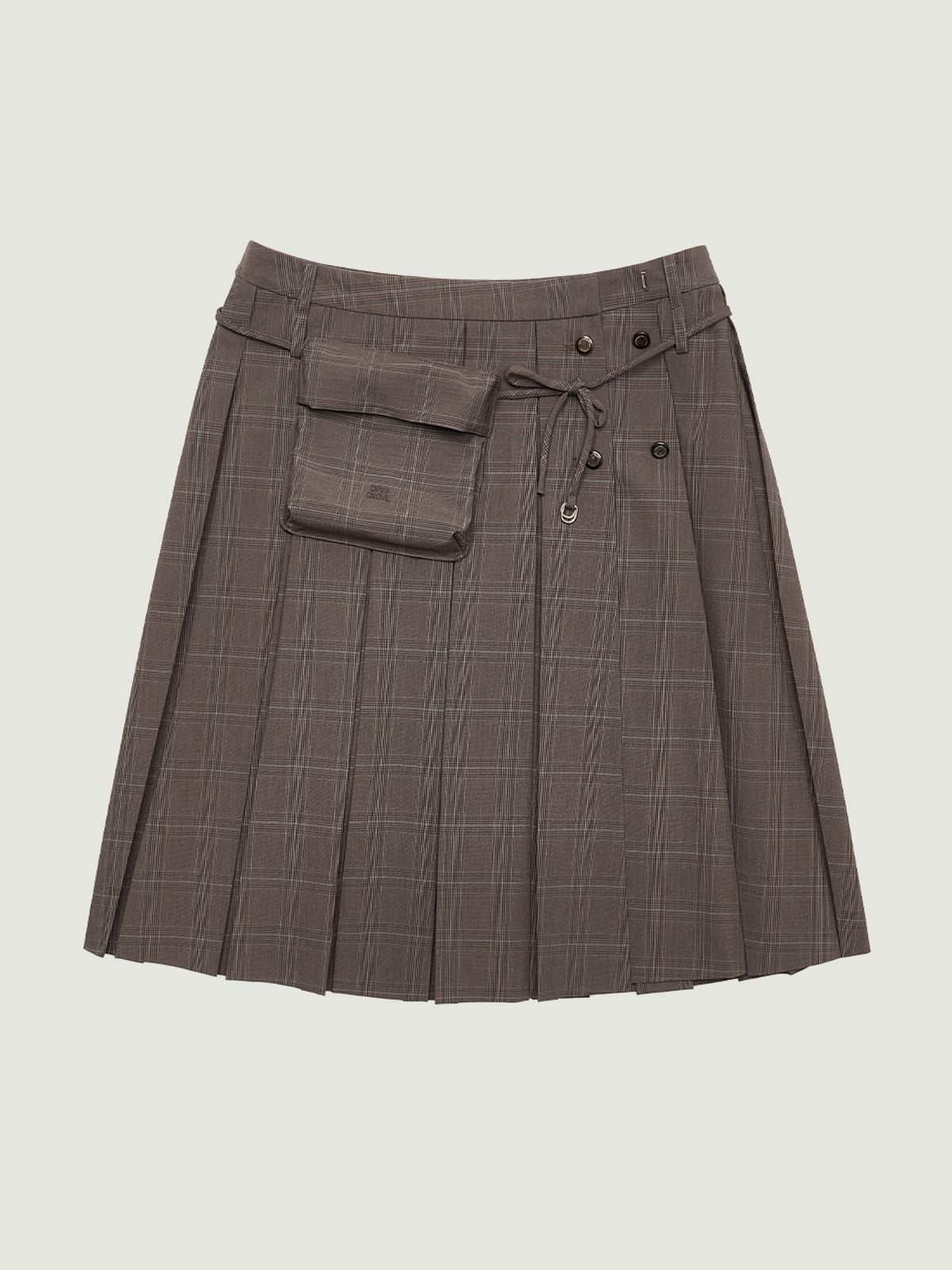 그로브(GROVE) ASHA CHECK MIDI SKIRT (BROWN)