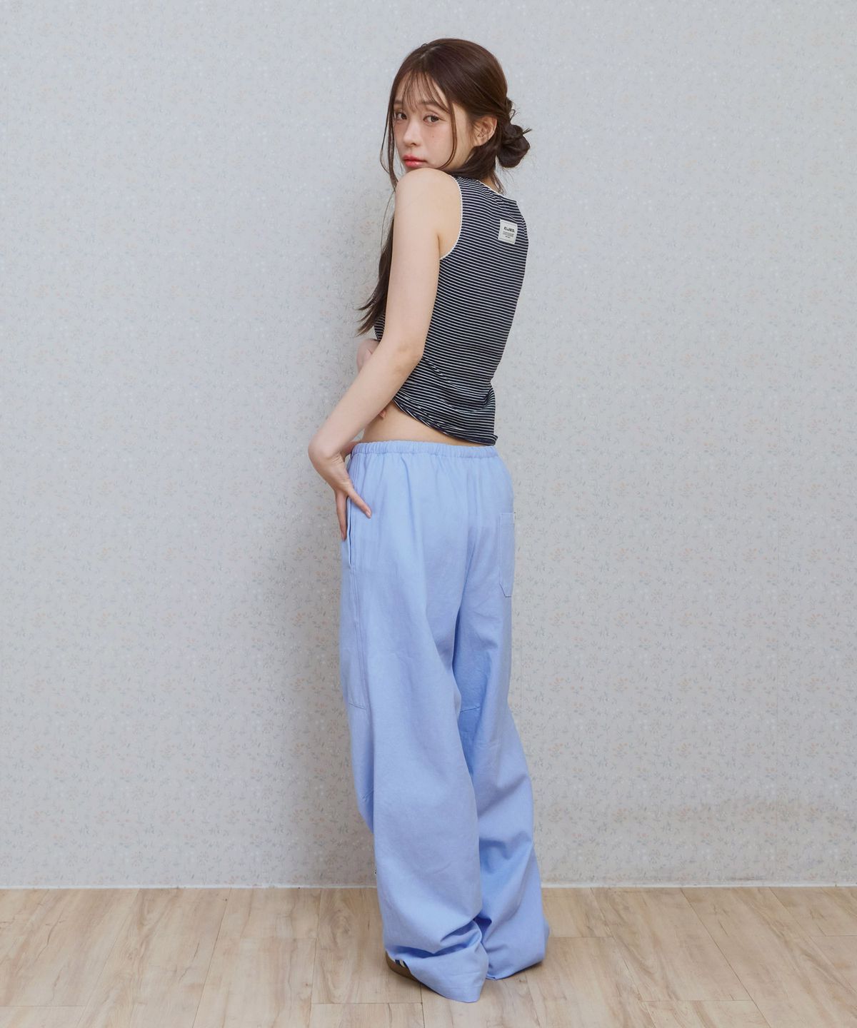 키지코(KIJIKO) ke502. Stripe Lace Sleeveless Navy