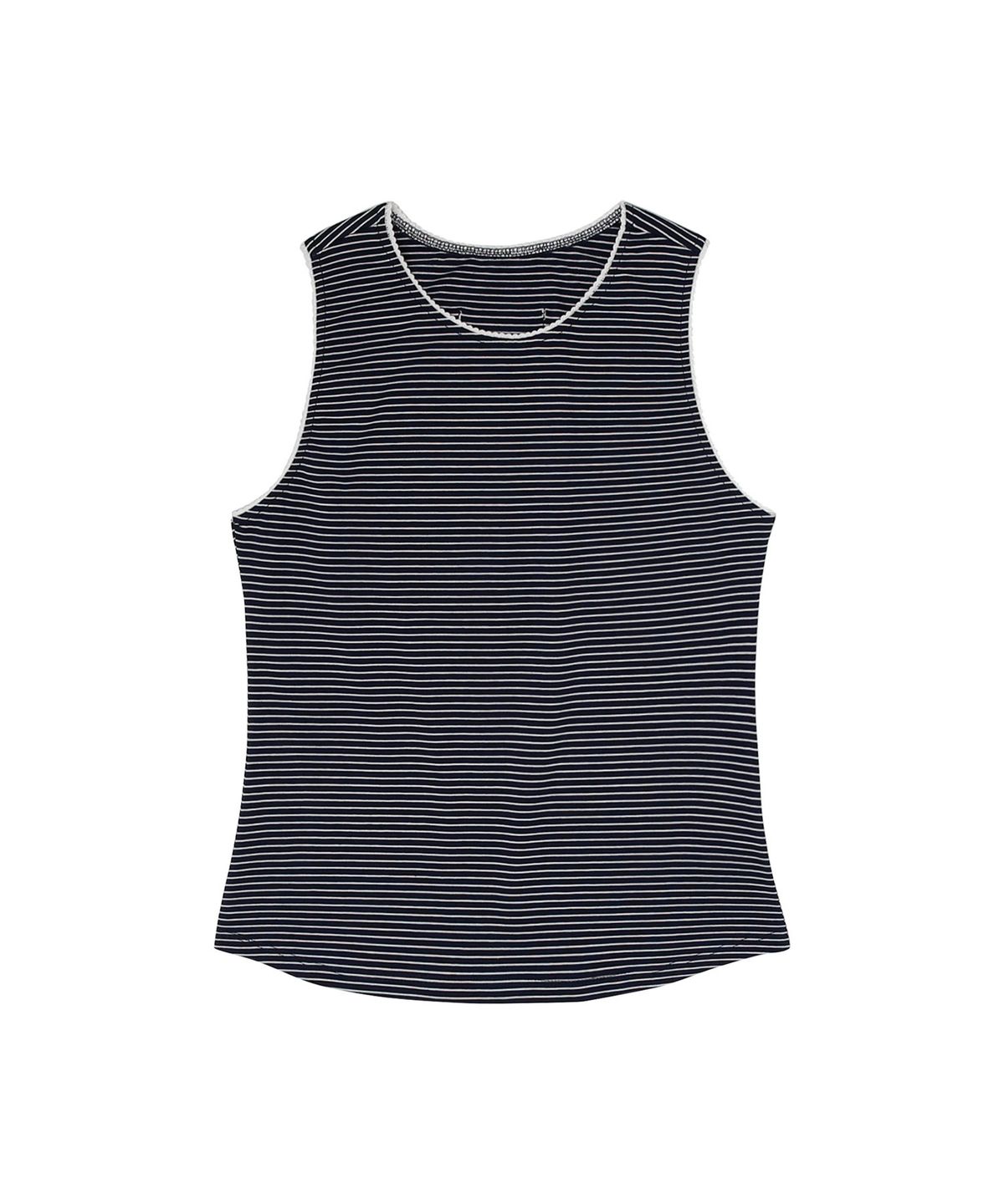 키지코(KIJIKO) ke502. Stripe Lace Sleeveless Navy