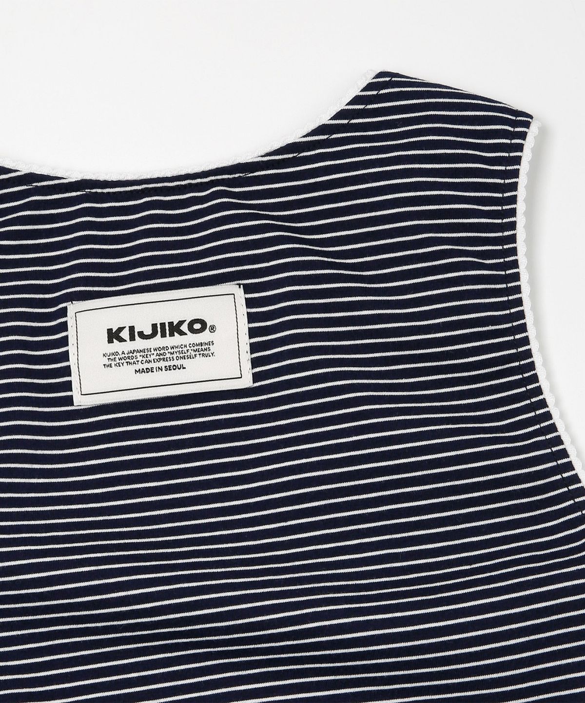 키지코(KIJIKO) ke502. Stripe Lace Sleeveless Navy