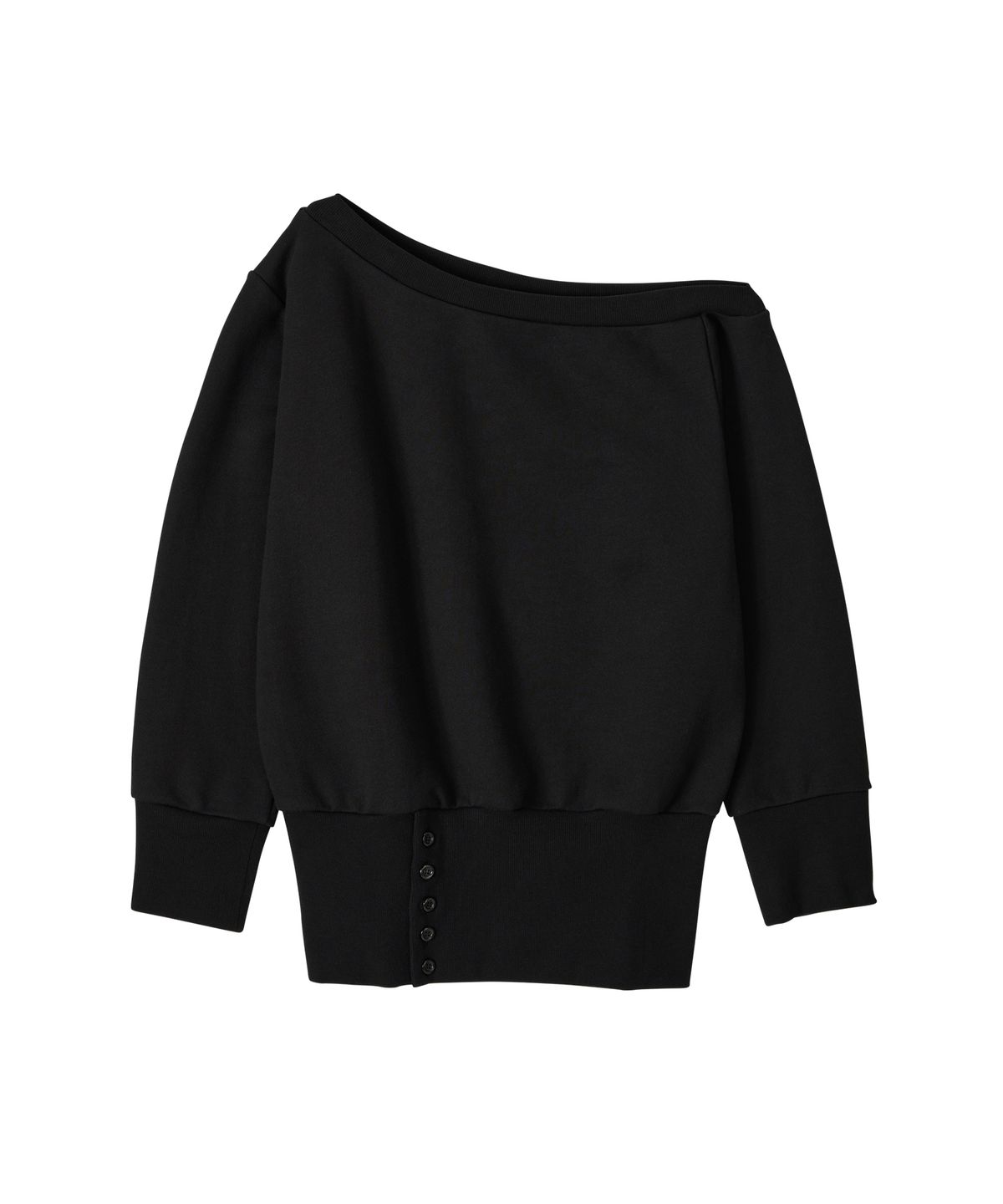 살롱 드 욘(SALON DE YOHN) One Shoulder Sweatshirt_ Black