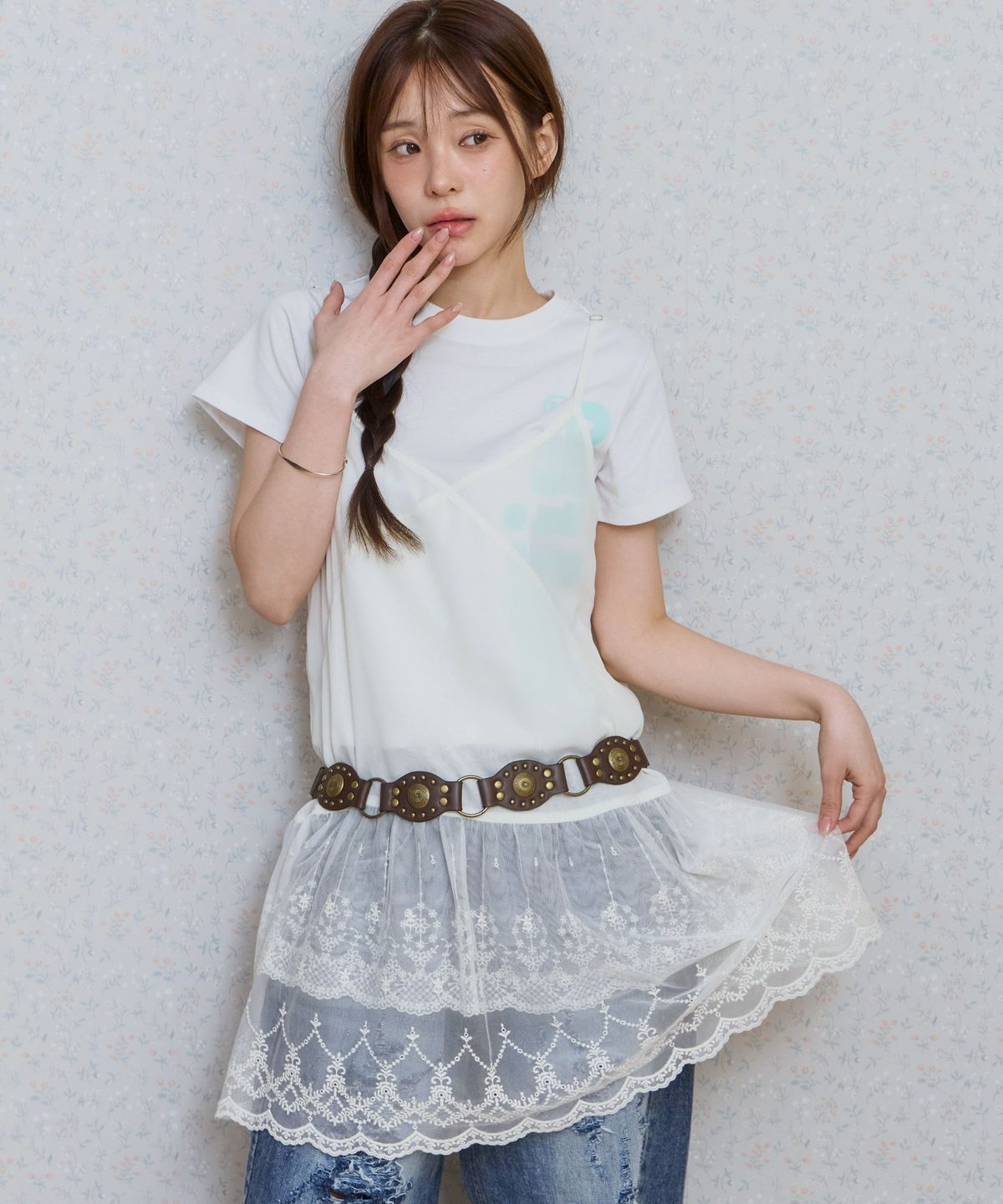 키지코(KIJIKO) ke802. Lace Bustier Dress Ivory