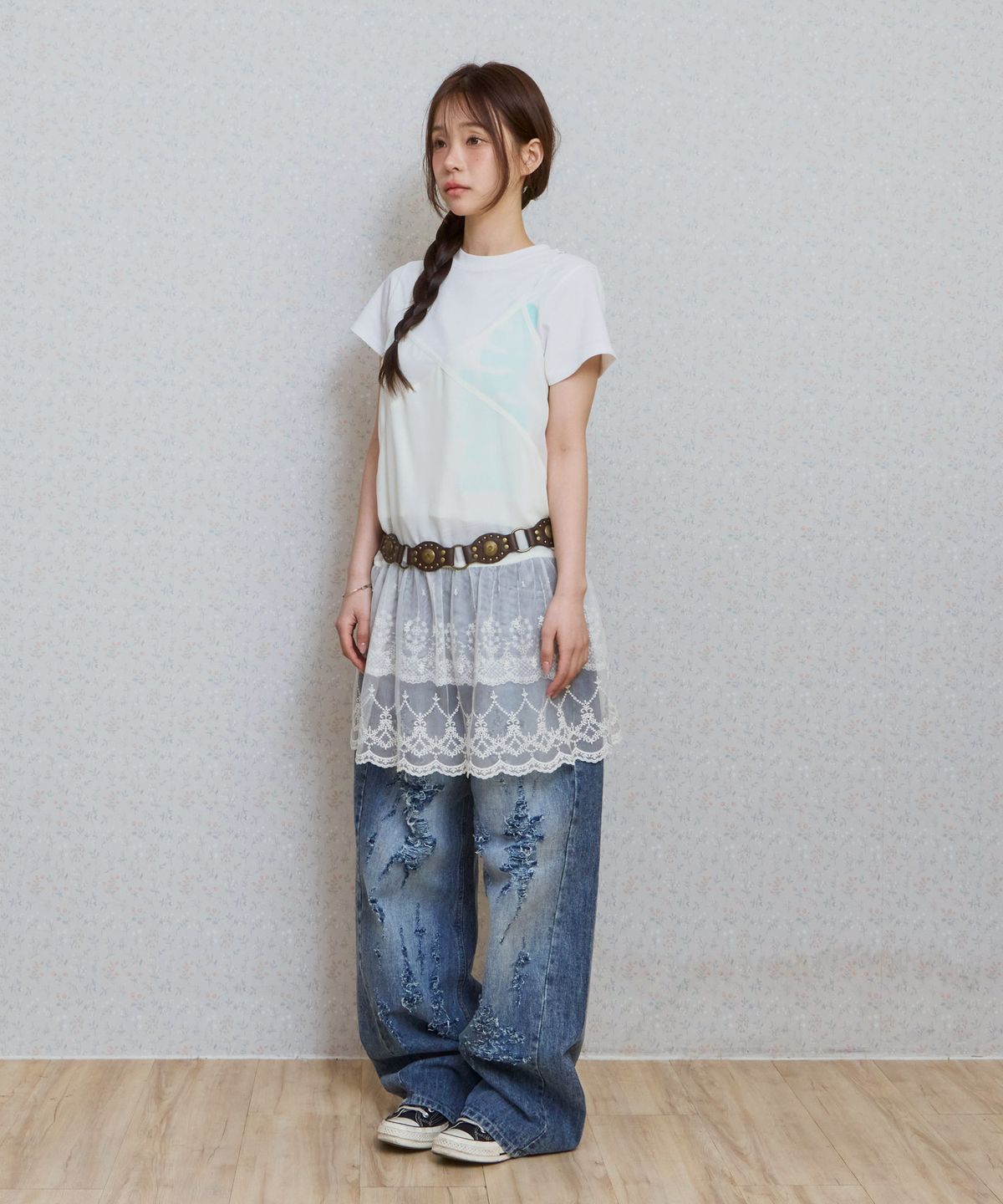 키지코(KIJIKO) ke802. Lace Bustier Dress Ivory