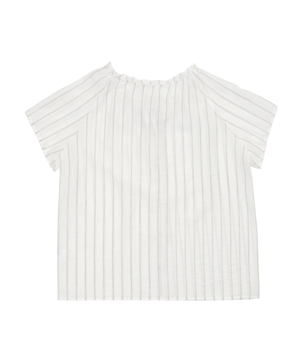 키지코(KIJIKO) ke207. Frill Stripe Shirring Blouse Ivory