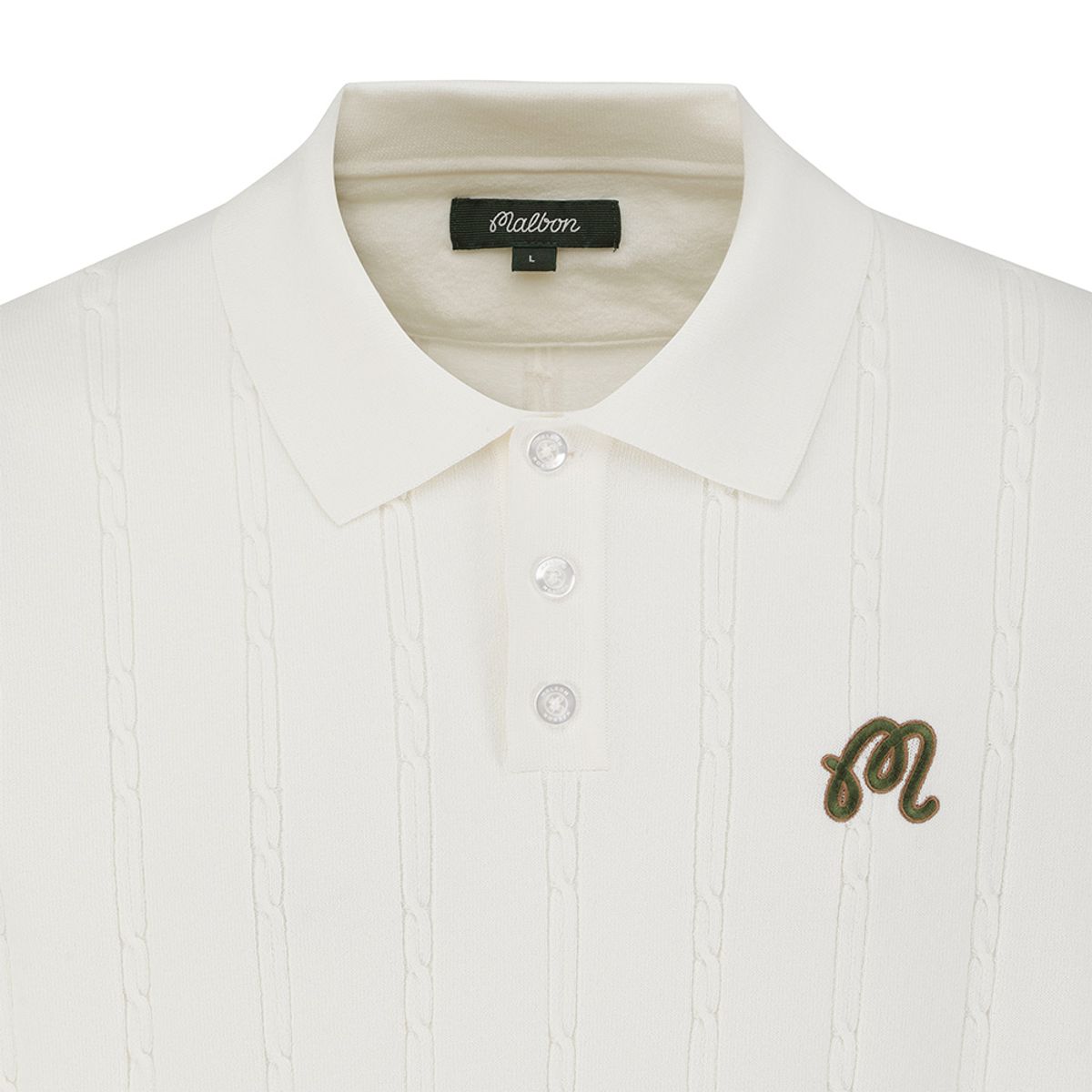 말본 골프(MALBON GOLF) M 체인케이블패턴 캐주얼 반팔 니트 IVORY (MAN)