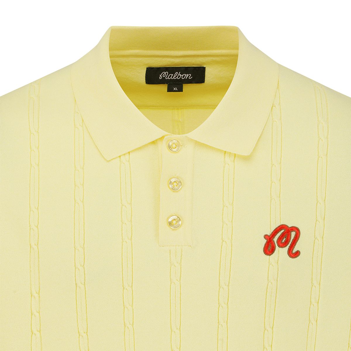 말본 골프(MALBON GOLF) M 체인케이블패턴 캐주얼 반팔 니트 LEMON YELLOW (MAN)