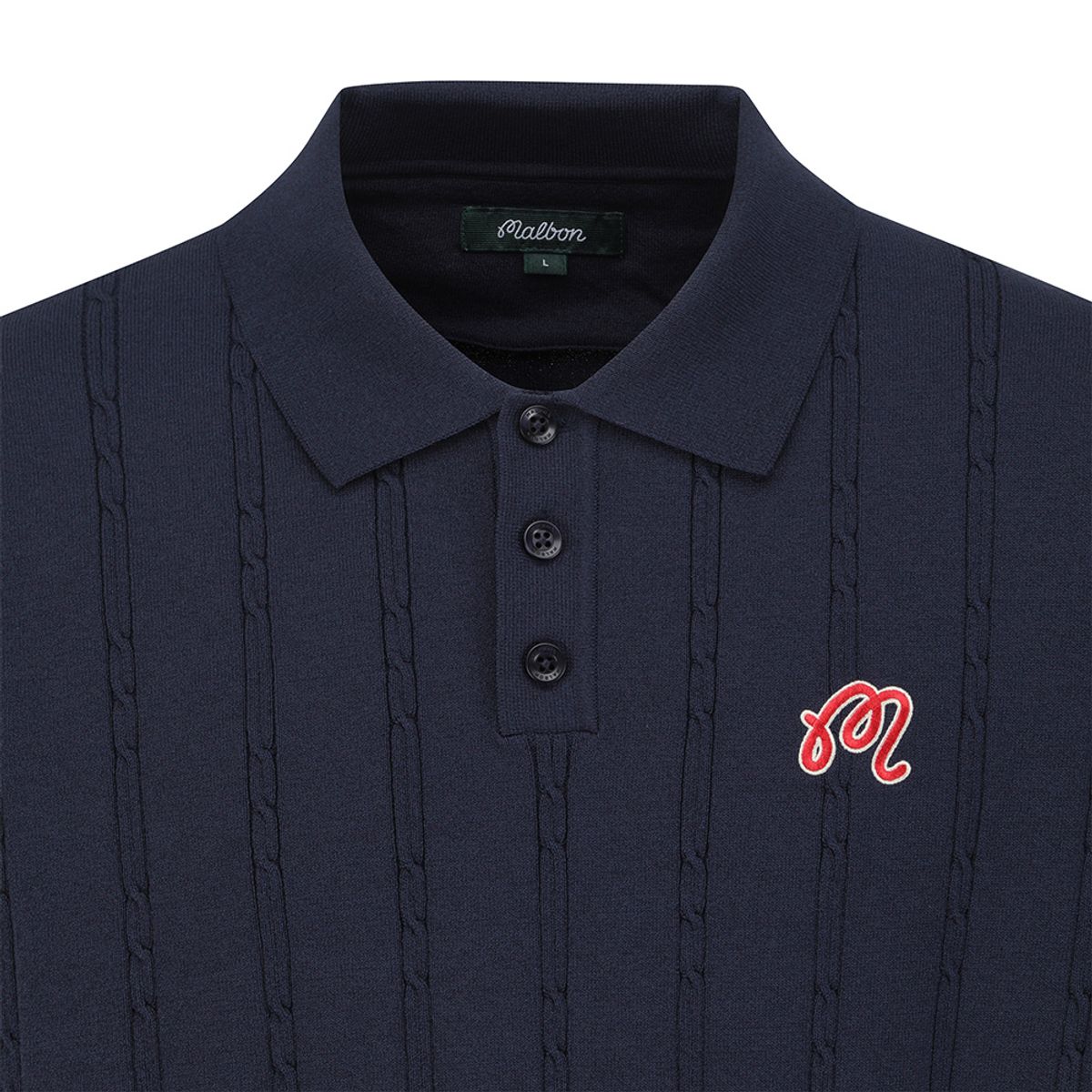 말본 골프(MALBON GOLF) M 체인케이블패턴 캐주얼 반팔 니트 DARK NAVY (MAN)