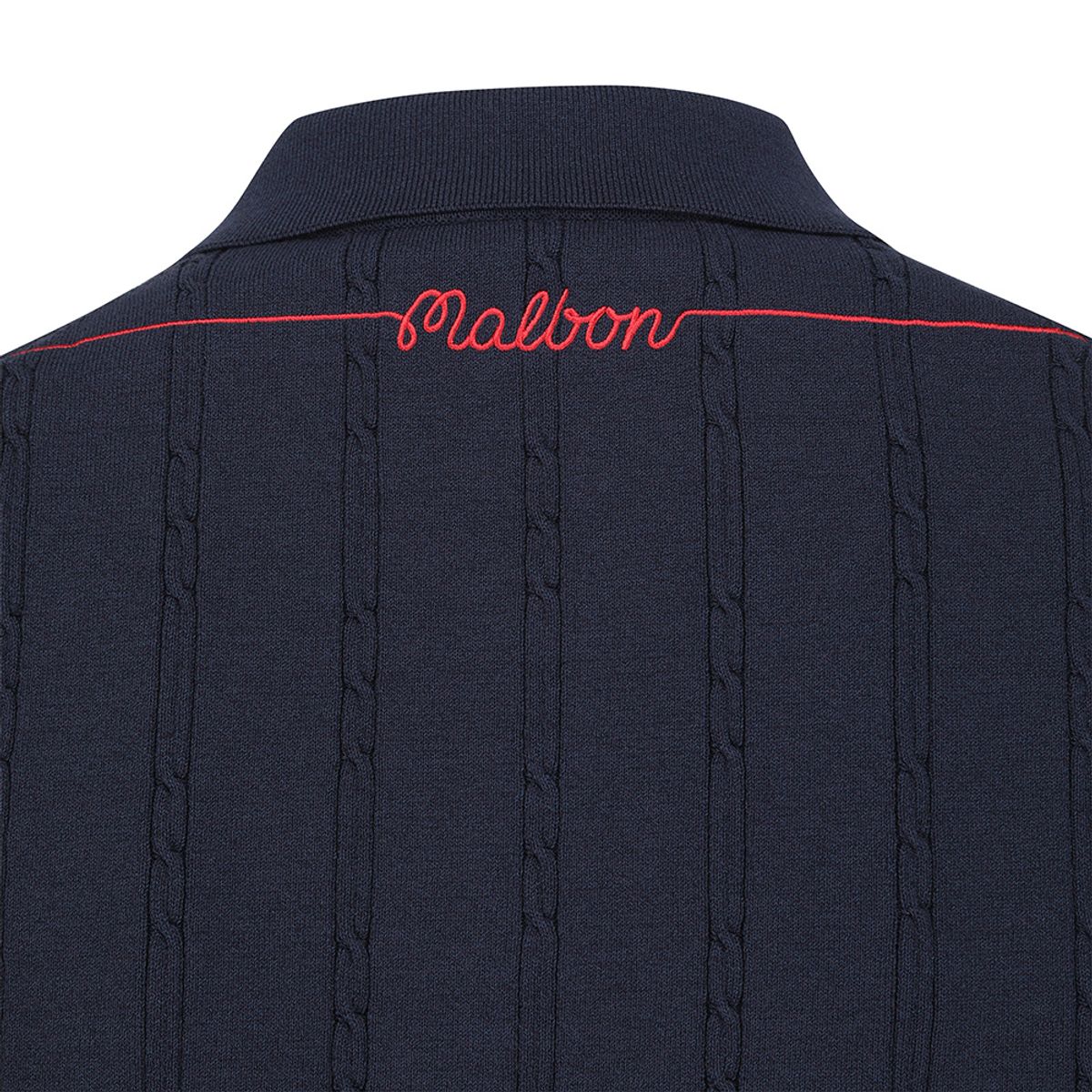 말본 골프(MALBON GOLF) M 체인케이블패턴 캐주얼 반팔 니트 DARK NAVY (MAN)