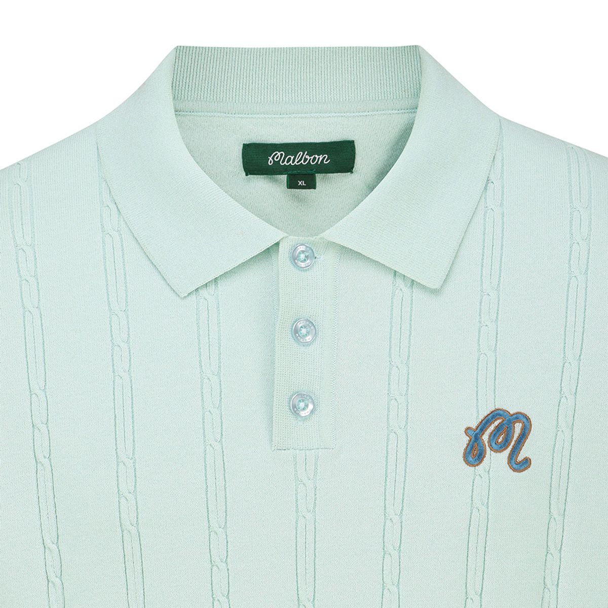 말본 골프(MALBON GOLF) M 체인케이블패턴 캐주얼 반팔 니트 PASTEL BLUE (MAN)