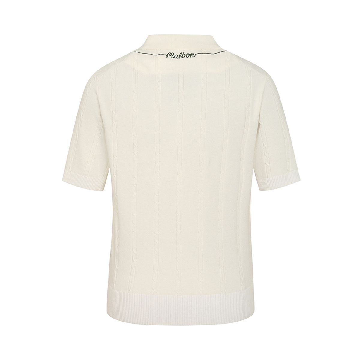 말본 골프(MALBON GOLF) M 체인케이블패턴 캐주얼 반팔 니트 IVORY (WOMAN)