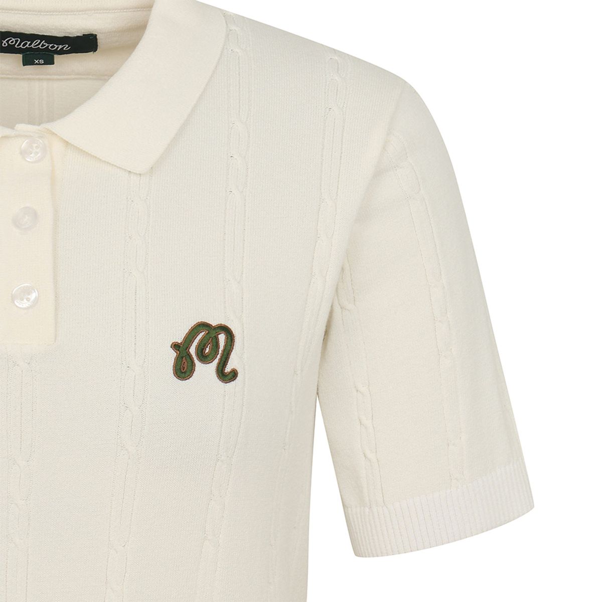 말본 골프(MALBON GOLF) M 체인케이블패턴 캐주얼 반팔 니트 IVORY (WOMAN)