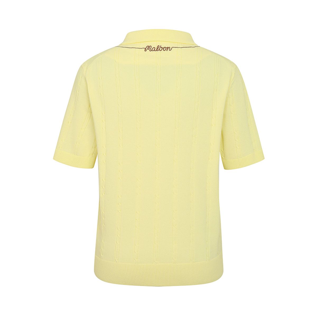 말본 골프(MALBON GOLF) M 체인케이블패턴 캐주얼 반팔 니트 LEMON YELLOW (WOMAN)