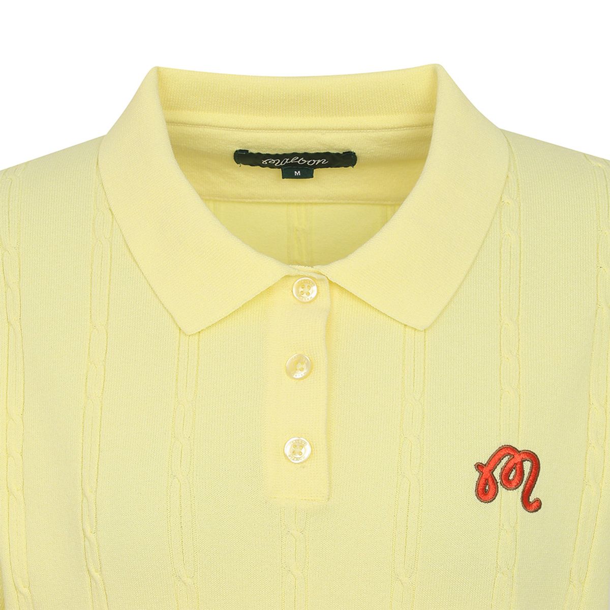 말본 골프(MALBON GOLF) M 체인케이블패턴 캐주얼 반팔 니트 LEMON YELLOW (WOMAN)