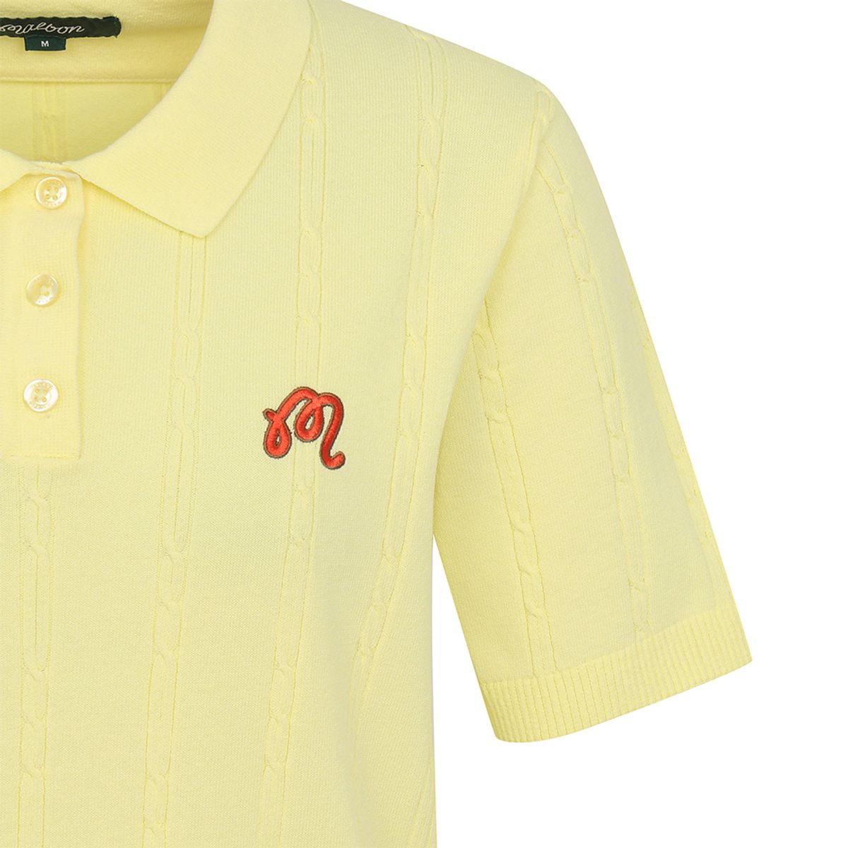 말본 골프(MALBON GOLF) M 체인케이블패턴 캐주얼 반팔 니트 LEMON YELLOW (WOMAN)