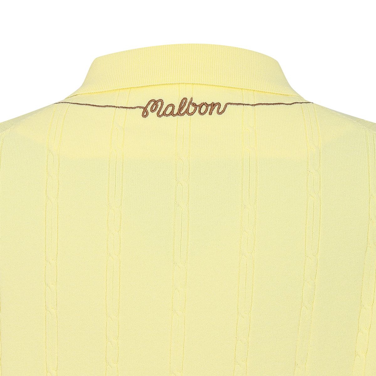 말본 골프(MALBON GOLF) M 체인케이블패턴 캐주얼 반팔 니트 LEMON YELLOW (WOMAN)
