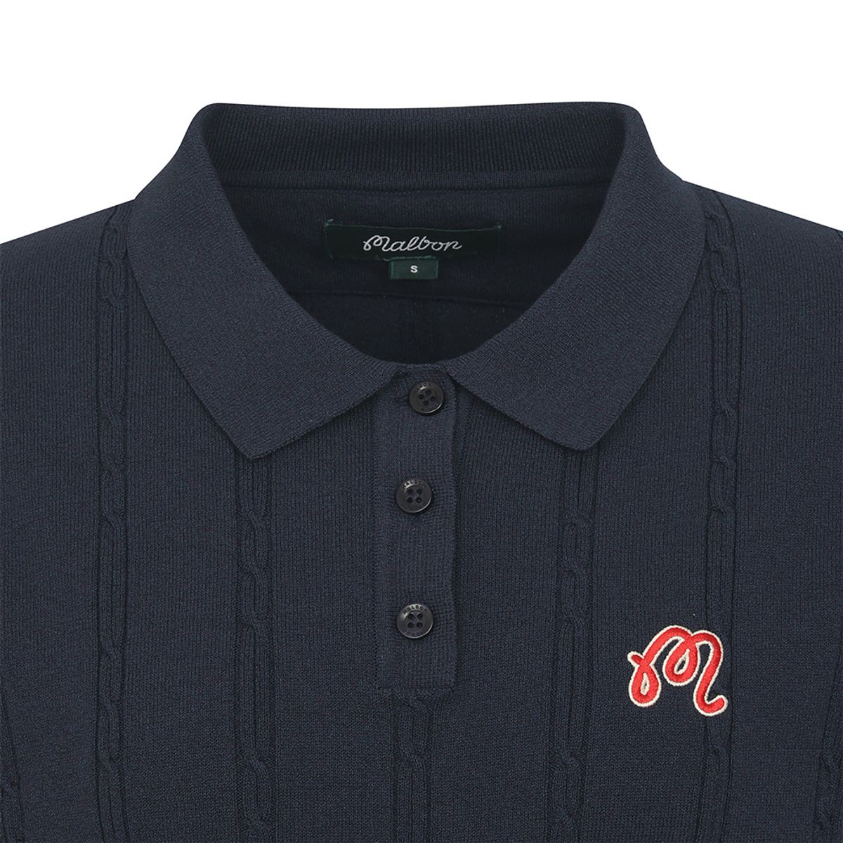 말본 골프(MALBON GOLF) M 체인케이블패턴 캐주얼 반팔 니트 DARK NAVY (WOMAN)