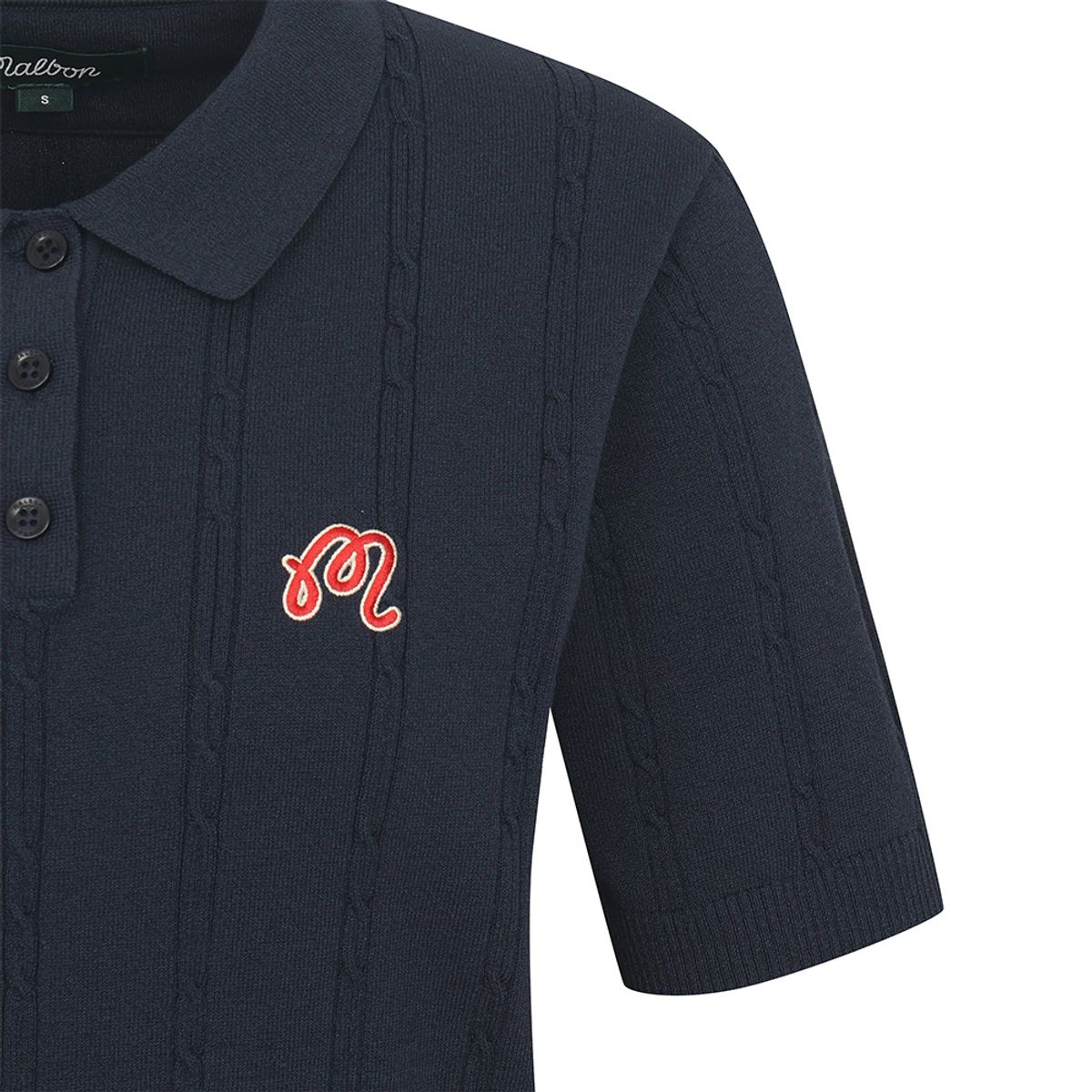 말본 골프(MALBON GOLF) M 체인케이블패턴 캐주얼 반팔 니트 DARK NAVY (WOMAN)