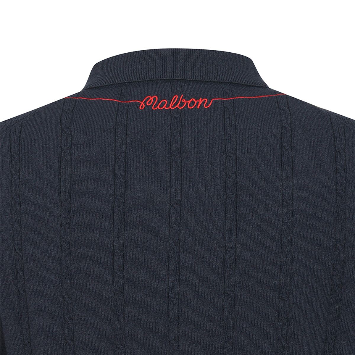 말본 골프(MALBON GOLF) M 체인케이블패턴 캐주얼 반팔 니트 DARK NAVY (WOMAN)