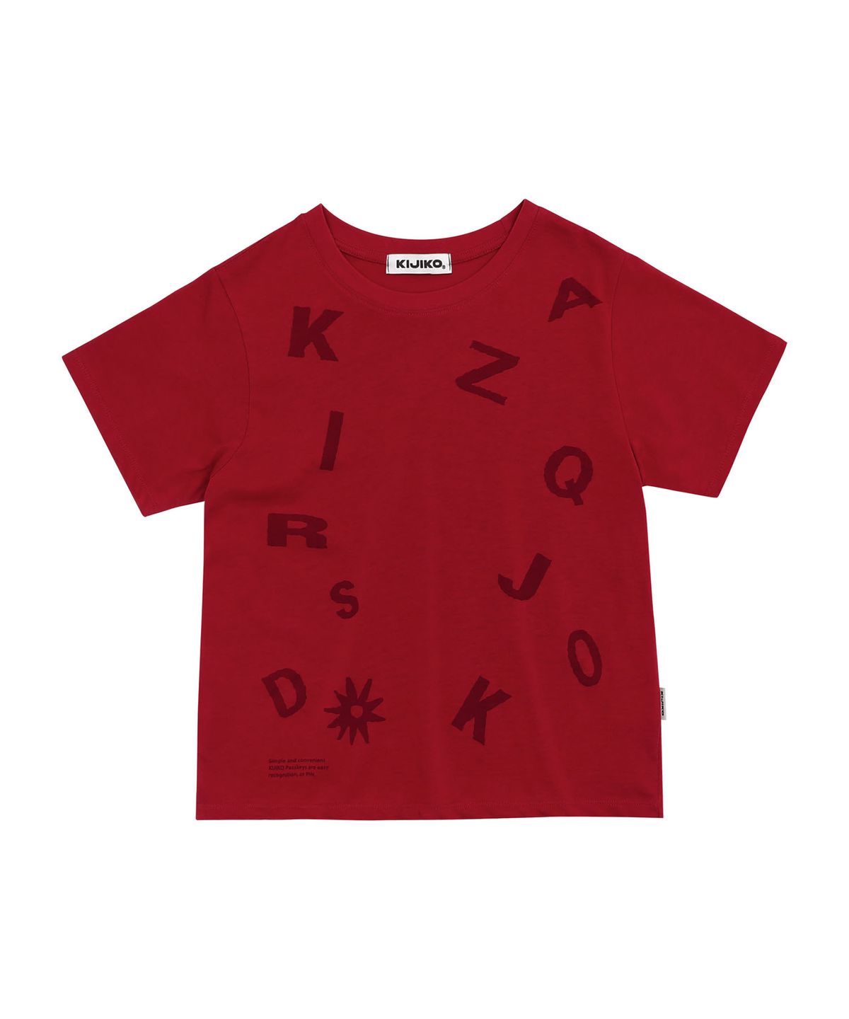 키지코(KIJIKO) ke404. Typo Semi Crop Tee Red