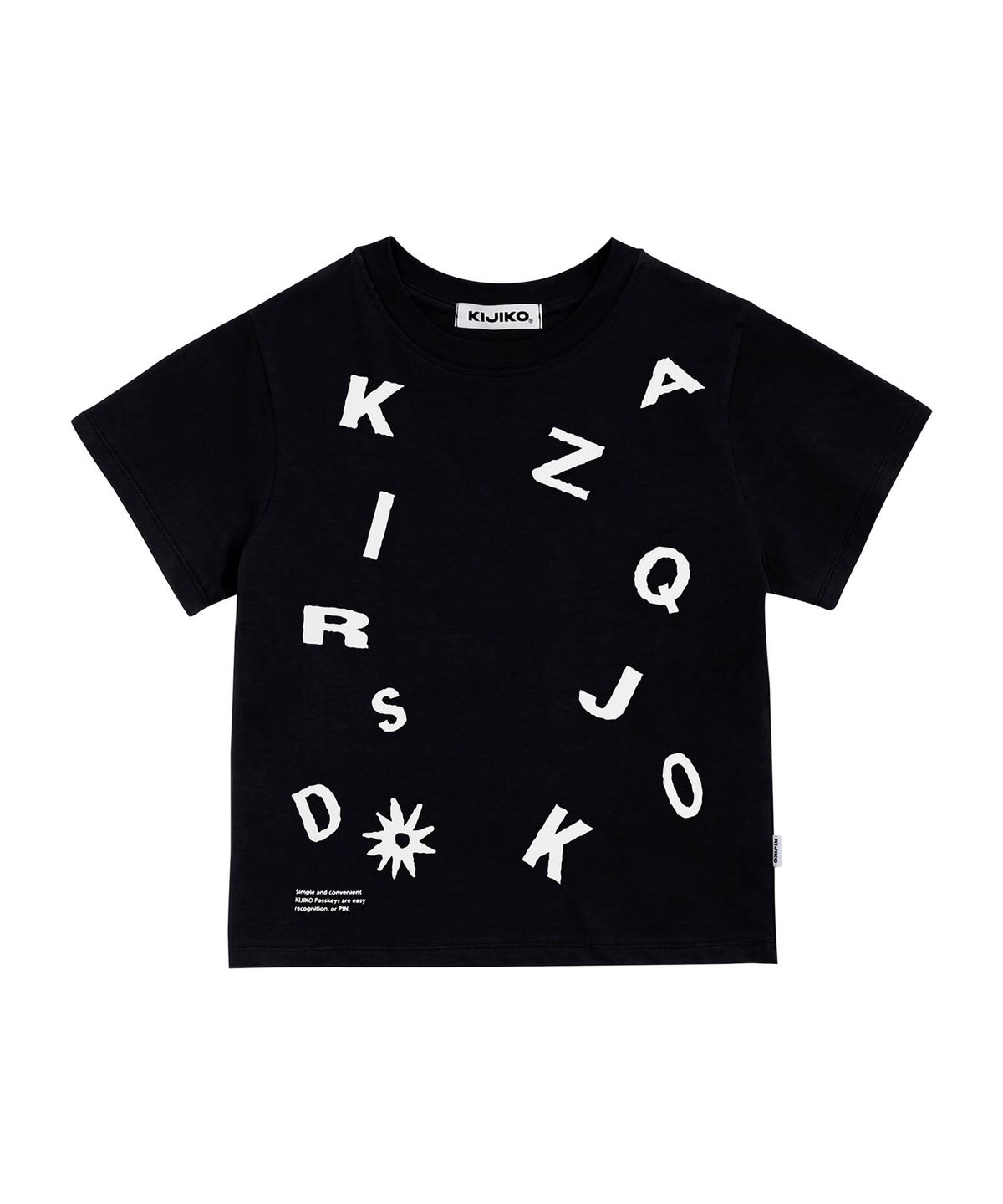 키지코(KIJIKO) ke404. Typo Semi Crop Tee Black