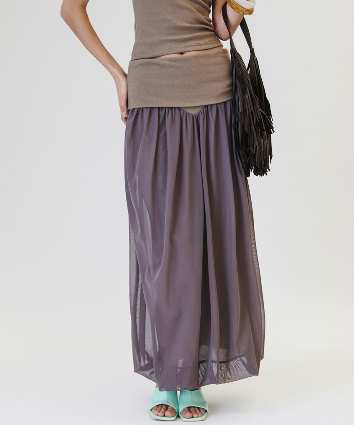 프로젝트 웨이브(PROJECT WAVE) Cent Balloon Long Skirt [BEIGE]